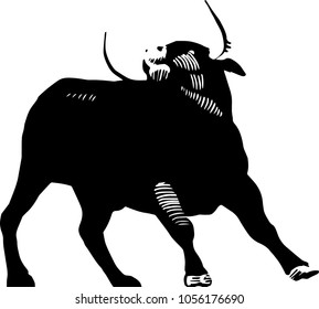Black bull. Vector sketch
