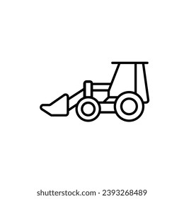 Black bulldozer icon. flat vector illustration.