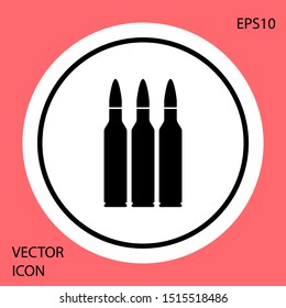 Black Bullet icon isolated on red background. White circle button. Vector Illustration