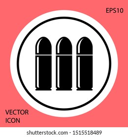 Black Bullet icon isolated on red background. White circle button. Vector Illustration