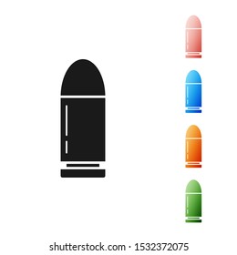 Black Bullet icon isolated on white background. Set icons colorful. Vector Illustration