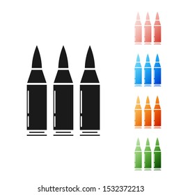 Black Bullet icon isolated on white background. Set icons colorful. Vector Illustration