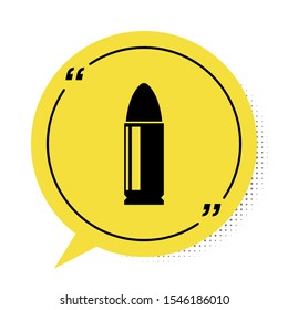 Black Bullet icon isolated on white background. Yellow speech bubble symbol. Vector Illustration