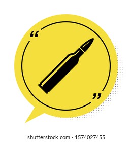 Black Bullet icon isolated on white background. Yellow speech bubble symbol. Vector Illustration