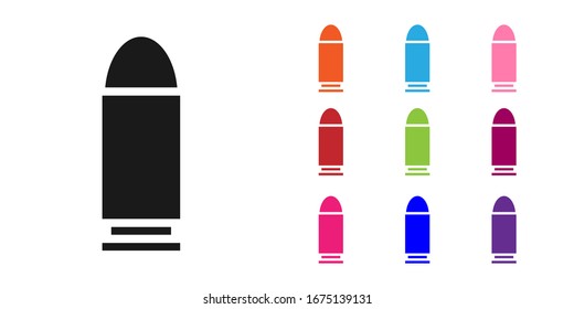 Icono de bala negra aislado en fondo blanco. Establecer iconos coloridos.  Ilustración vectorial