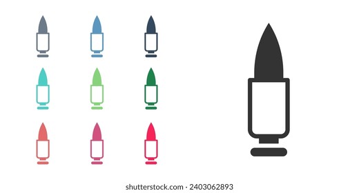 Black Bullet icon isolated on white background. Set icons colorful. Vector