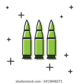 Black Bullet icon isolated on white background.  Vector