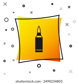 Black Bullet icon isolated on white background. Yellow square button. Vector