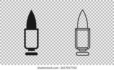 Black Bullet icon isolated on transparent background.  Vector