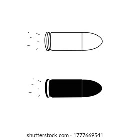 Ilustración vectorial de icono de bala negra. Fondo blanco. Vector aislado