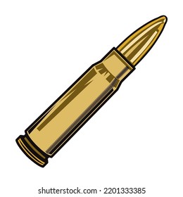 Black bullet illustration. Colored retro bandit grenade, pistol, gun, revolver isolated vector illustration. Military and weapon
