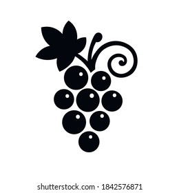 Black bunch of grapes icon. Vector illustration isolated on white background.