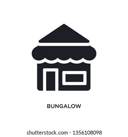 black bungalow isolated vector icon. simple element illustration from travel 2 concept vector icons. bungalow editable logo symbol design on white background. can be use for web and mobile