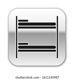 Black Bunk bed icon isolated on white background. Silver square button. Vector Illustration
