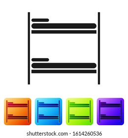 Black Bunk bed icon isolated on white background. Set icons in color square buttons. Vector Illustration