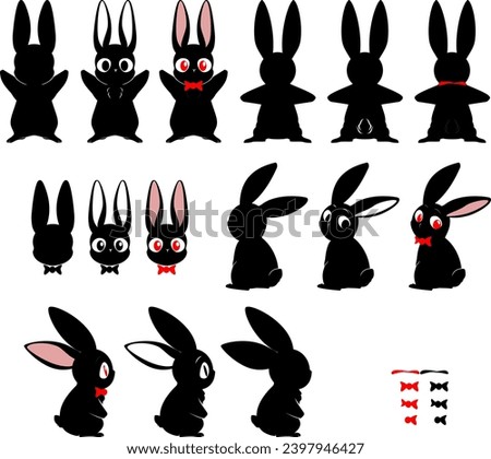 black bunny with ribbon tie set