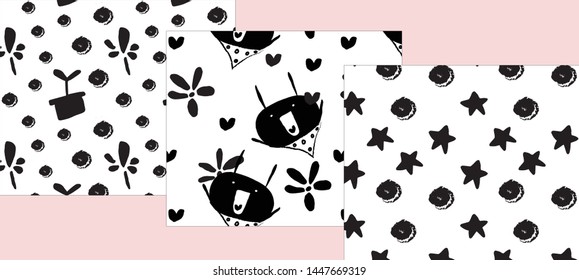 Black Bunny Seamless patterns - 2