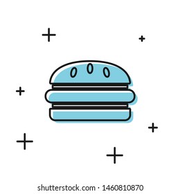 Black Burger icon isolated on white background. Hamburger icon. Cheeseburger sandwich sign. Fast food menu.  Vector Illustration