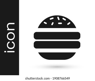 Black Burger icon isolated on white background. Hamburger icon. Cheeseburger sandwich sign. Fast food menu.  Vector