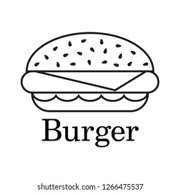 Black burger on white background, vector