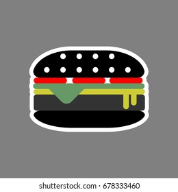  Black Burger Vector Illustration.