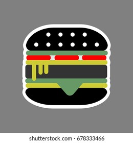  Black Burger Vector Illustration.