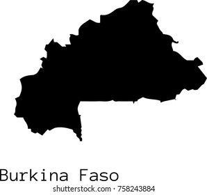 Black Burkina Faso map vector silhouette