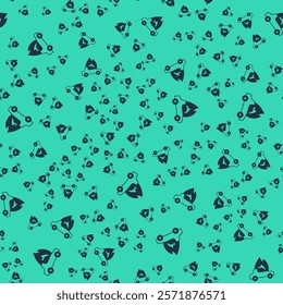 Black Burning car icon isolated seamless pattern on green background. Car on fire. Broken auto covered with fire and smoke.  Vector