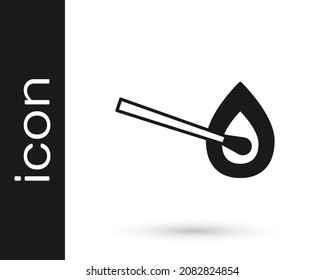 Black Burning match with fire icon isolated on white background. Match with fire. Matches sign.  Vector