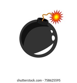 black burnt bomb in a flat style on a white background