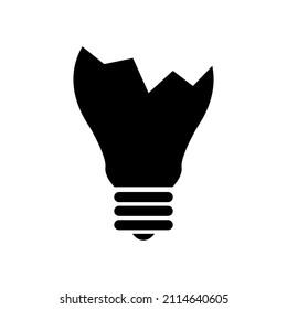 Black Burst Light Bulb Vector Illustration. Broken Light Bulb Icon. Non-working Light Bulb In Flat Style. Vector Illustration.