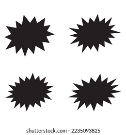 Black bursting star shapes. Set of comic splash, explosion, burst, bang, blast, shine, star vector for sale labels, stickers.