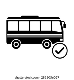 Black bus icon with checkmark approval symbol