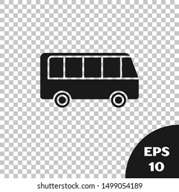 Black Bus icon isolated on transparent background. Transportation concept. Bus tour transport sign. Tourism or public vehicle symbol.  Vector Illustration