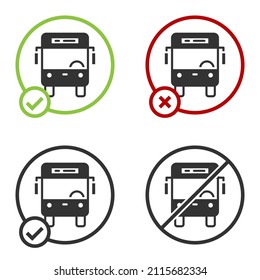 Schwarzer Bus Symbol einzeln auf weißem Hintergrund. Verkehrskonzept. Busreisetransportschild. Tourismus oder öffentliches Fahrzeugsymbol. Circle Button. Vektorgrafik