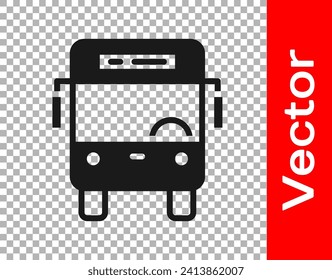 Black Bus icon isolated on transparent background. Transportation concept. Bus tour transport sign. Tourism or public vehicle symbol.  Vector
