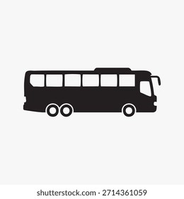 Schwarzer Bus Silhouette Vektor - Bussymbol für öffentliche Verkehrsmittel einzeln auf weißem Hintergrund