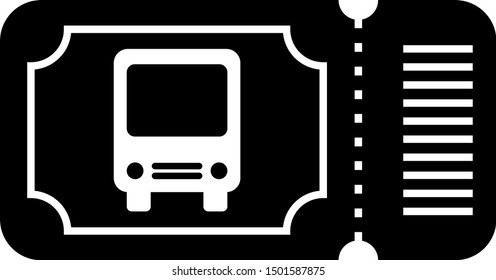 Black Bus ticket icon isolated on white background. Public transport ticket.  Vector Illustration