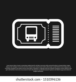 Black Bus ticket icon isolated on black background. Public transport ticket.  Vector Illustration