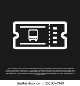 Black Bus ticket icon isolated on black background. Public transport ticket.  Vector Illustration