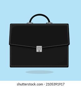 black business briefcase flat vector, black business bag, black baggage hand bag,black bag design illustration background vector icon