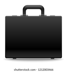 Black business briefcase. Used by businessmen, clerks, office workers for carrying important documents, money and expensive property. EPS10 vector illustration isolated on white background.