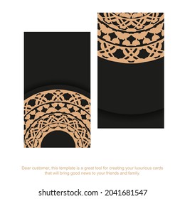 Black business card with brown luxury pattern