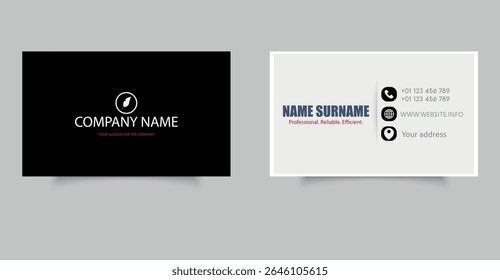Black Business Card Design Layout. Editable file