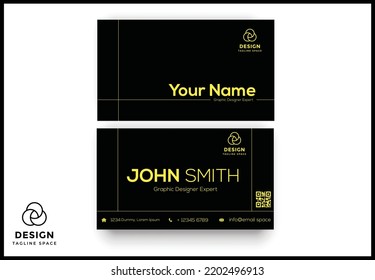 Black Business Card Design Template, Perfect Size, High Quality, Printable File, New Design