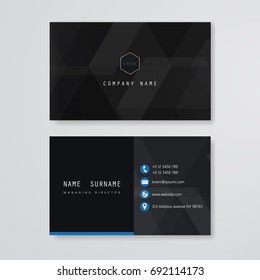 Black business card geometry background design template vector