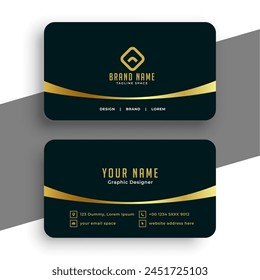 Black business card with golden swoosh line template