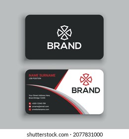 black business card with red triangle shapes design