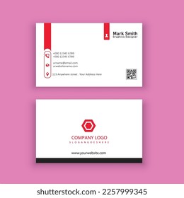 black business card with red triangle shapes design