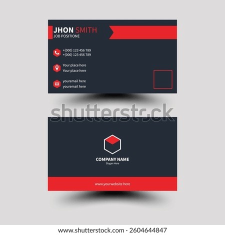 black business card with red triangle shapes design